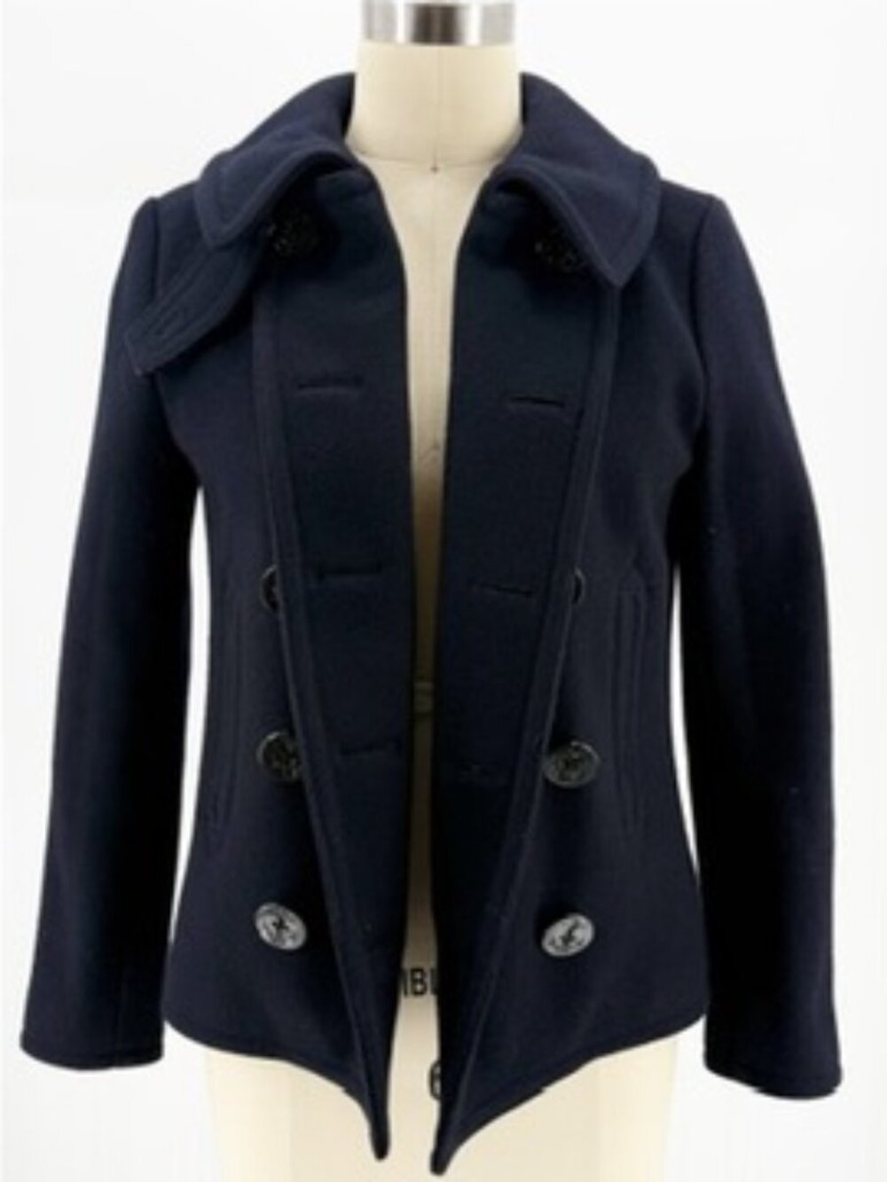 NLST NAVY thick wool blend military nautical peacoat Small - Picture 12 of 13